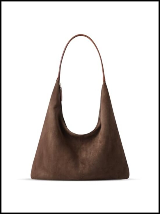 Handbags - Faux Suede Slouchy Hobo Shoulder Bag Tote Purse